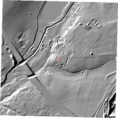 Shaded relief map of the ground around AL21BB, computed from Environment Agency LiDAR. The ground here sits at about 71 m above sea level and falls 16 m across the surrounding 800 m. Surface water reaching this point runs off ground lying to the north-east, 1.2 m higher.