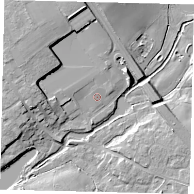 Shaded relief map of the ground around AL21HJ, computed from Environment Agency LiDAR. The ground here sits at about 68 m above sea level and falls 16 m across the surrounding 800 m. Surface water reaching this point runs off ground lying to the north-north-east, 1.1 m higher.