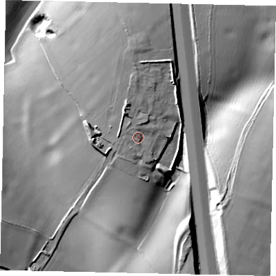 Shaded relief map of the ground around AL38HA, computed from Environment Agency LiDAR. The ground here sits at about 134 m above sea level and falls 37 m across the surrounding 800 m. Surface water reaching this point runs off ground lying to the north, 7.8 m higher.