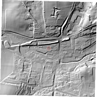 Shaded relief map of the ground around AL48JJ, computed from Environment Agency LiDAR. The ground here sits at about 81 m above sea level and falls 31 m across the surrounding 800 m. Surface water reaching this point runs off ground lying to the north-east, 5.7 m higher.