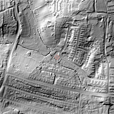 Shaded relief map of the ground around B170QH, computed from Environment Agency LiDAR. The ground here sits at about 139 m above sea level and falls 39 m across the surrounding 800 m. Surface water reaching this point runs off ground lying to the north-north-east, 35.8 m higher.
