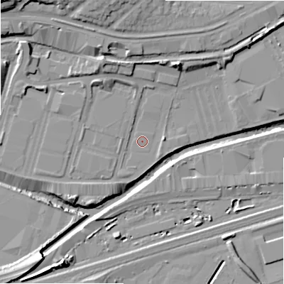 Shaded relief map of the ground around B248HZ, computed from Environment Agency LiDAR. The ground here sits at about 89 m above sea level and falls 20 m across the surrounding 800 m. Surface water reaching this point runs off ground lying to the south-south-west, 0.9 m higher.