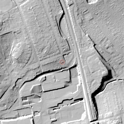 Shaded relief map of the ground around B302BB, computed from Environment Agency LiDAR. The ground here sits at about 140 m above sea level and falls 31 m across the surrounding 800 m. Surface water reaching this point runs off ground lying to the west-north-west, 4.7 m higher.