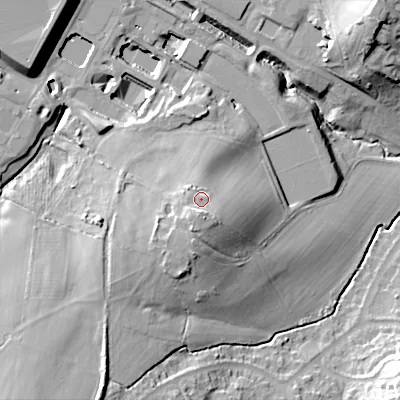 Shaded relief map of the ground around B315PY, computed from Environment Agency LiDAR. The ground here sits at about 187 m above sea level and falls 38 m across the surrounding 800 m. Surface water reaching this point runs off ground lying to the south, 5.0 m higher.