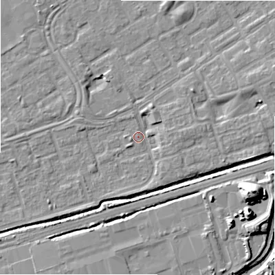 Shaded relief map of the ground around B357EJ, computed from Environment Agency LiDAR. The ground here sits at about 81 m above sea level and falls 19 m across the surrounding 800 m. Surface water reaching this point runs off ground lying to the east, 2.9 m higher.