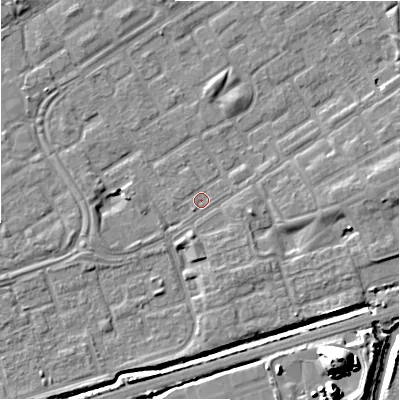 Shaded relief map of the ground around B357JE, computed from Environment Agency LiDAR. The ground here sits at about 81 m above sea level and falls 19 m across the surrounding 800 m. Surface water reaching this point runs off ground lying to the east, 4.0 m higher.