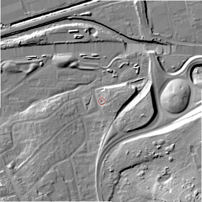 Shaded relief map of the ground around B368PU, computed from Environment Agency LiDAR. The ground here sits at about 85 m above sea level and falls 29 m across the surrounding 800 m. Surface water reaching this point runs off ground lying to the east, 7.0 m higher.