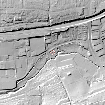 Shaded relief map of the ground around B388SY, computed from Environment Agency LiDAR. The ground here sits at about 137 m above sea level and falls 35 m across the surrounding 800 m. Surface water reaching this point runs off ground lying to the north-north-east, 4.5 m higher.