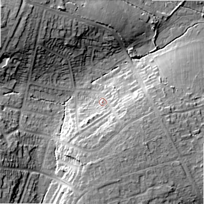 Shaded relief map of the ground around B475LJ, computed from Environment Agency LiDAR. The ground here sits at about 149 m above sea level and falls 24 m across the surrounding 800 m. Surface water reaching this point runs off ground lying to the south, 10.7 m higher.