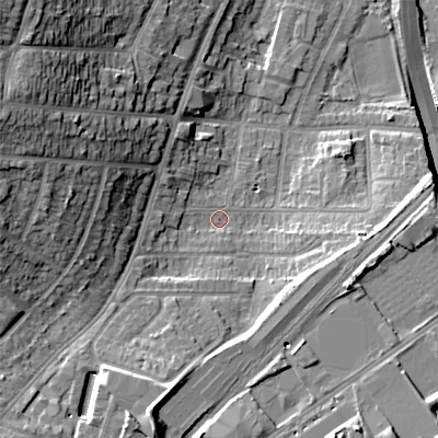 Shaded relief map of the ground around B650RL, computed from Environment Agency LiDAR. The ground here sits at about 161 m above sea level and falls 31 m across the surrounding 800 m. Surface water reaching this point runs off ground lying to the west-north-west, 17.8 m higher.