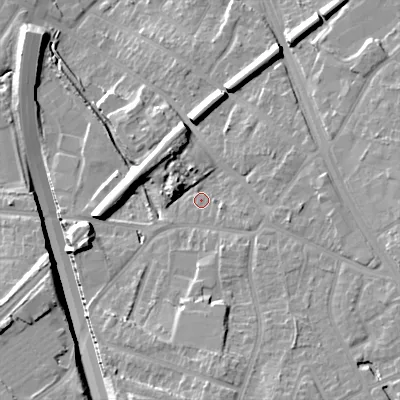 Shaded relief map of the ground around B688BN, computed from Environment Agency LiDAR. The ground here sits at about 161 m above sea level and falls 18 m across the surrounding 800 m. Surface water reaching this point runs off ground lying to the south, 11.2 m higher.