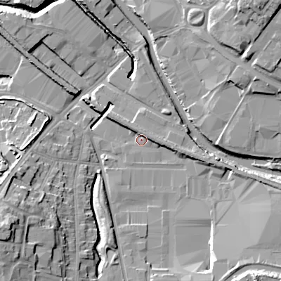 Shaded relief map of the ground around B694BQ, computed from Environment Agency LiDAR. The ground here sits at about 139 m above sea level and falls 20 m across the surrounding 800 m. Surface water reaching this point runs off ground lying to the east-south-east, 4.1 m higher.