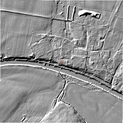 Shaded relief map of the ground around B799BZ, computed from Environment Agency LiDAR. The ground here sits at about 55 m above sea level and falls 10 m across the surrounding 800 m. Surface water reaching this point runs off ground lying to the east-north-east, 1.1 m higher.