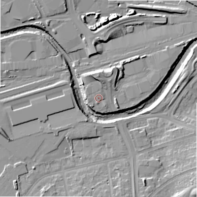 Shaded relief map of the ground around B82SG, computed from Environment Agency LiDAR. The ground here sits at about 89 m above sea level and falls 17 m across the surrounding 800 m. Surface water reaching this point runs off ground lying to the north-west, 1.1 m higher.