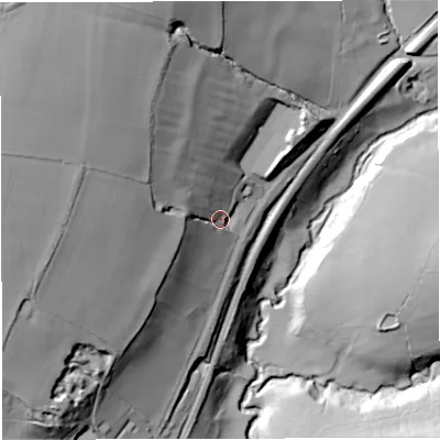 Shaded relief map of the ground around BA100JH, computed from Environment Agency LiDAR. The ground here sits at about 95 m above sea level and falls 81 m across the surrounding 800 m. Surface water reaching this point runs off ground lying to the north-west, 55.6 m higher.
