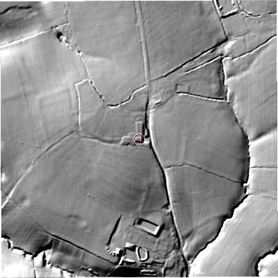 Shaded relief map of the ground around BA100LQ, computed from Environment Agency LiDAR. The ground here sits at about 117 m above sea level and falls 36 m across the surrounding 800 m. Surface water reaching this point runs off ground lying to the west-north-west, 5.9 m higher.