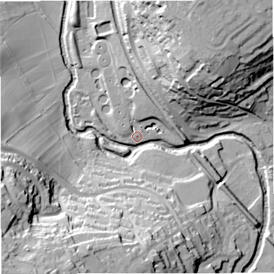 Shaded relief map of the ground around BA112LL, computed from Environment Agency LiDAR. The ground here sits at about 63 m above sea level and falls 52 m across the surrounding 800 m. Surface water reaching this point runs off ground lying to the south-west, 52.2 m higher.