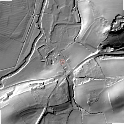 Shaded relief map of the ground around BA112NF, computed from Environment Agency LiDAR. The ground here sits at about 55 m above sea level and falls 44 m across the surrounding 800 m. Surface water reaching this point runs off ground lying to the east-south-east, 27.8 m higher.