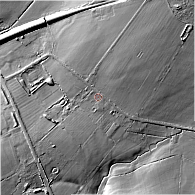 Shaded relief map of the ground around BA112PZ, computed from Environment Agency LiDAR. The ground here sits at about 63 m above sea level and falls 12 m across the surrounding 800 m. Surface water reaching this point runs off ground lying to the north-east, 3.1 m higher.