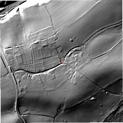 Shaded relief map of the ground around BA113LA, computed from Environment Agency LiDAR. The ground here sits at about 129 m above sea level and falls 44 m across the surrounding 800 m. Surface water reaching this point runs off ground lying to the west-south-west, 11.5 m higher.