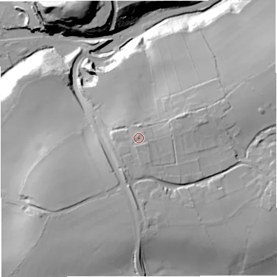 Shaded relief map of the ground around BA113LE, computed from Environment Agency LiDAR. The ground here sits at about 135 m above sea level and falls 51 m across the surrounding 800 m. Surface water reaching this point runs off ground lying to the south-south-west, 3.1 m higher.