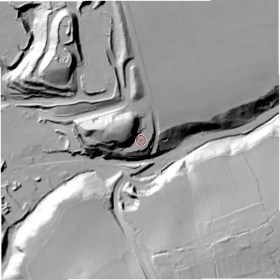Shaded relief map of the ground around BA113LF, computed from Environment Agency LiDAR. The ground here sits at about 122 m above sea level and falls 54 m across the surrounding 800 m. Surface water reaching this point runs off ground lying to the west-north-west, 21.2 m higher.