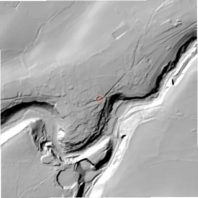 Shaded relief map of the ground around BA113NY, computed from Environment Agency LiDAR. The ground here sits at about 101 m above sea level and falls 38 m across the surrounding 800 m. Surface water reaching this point runs off ground lying to the north-west, 8.6 m higher.