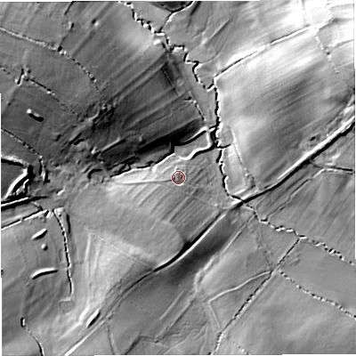 Shaded relief map of the ground around BA114LJ, computed from Environment Agency LiDAR. The ground here sits at about 84 m above sea level and falls 29 m across the surrounding 800 m. Surface water reaching this point runs off ground lying to the south-south-west, 6.1 m higher.