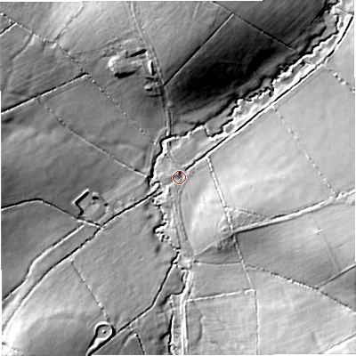 Shaded relief map of the ground around BA115HJ, computed from Environment Agency LiDAR. The ground here sits at about 106 m above sea level and falls 22 m across the surrounding 800 m. Surface water reaching this point runs off ground lying to the south-east, 6.2 m higher.