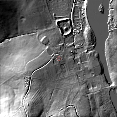 Shaded relief map of the ground around BA127NL, computed from Environment Agency LiDAR. The ground here sits at about 111 m above sea level and falls 32 m across the surrounding 800 m. Surface water reaching this point runs off ground lying to the south-west, 3.8 m higher.