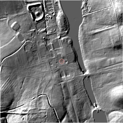 Shaded relief map of the ground around BA127NN, computed from Environment Agency LiDAR. The ground here sits at about 111 m above sea level and falls 33 m across the surrounding 800 m. Surface water reaching this point runs off ground lying to the south, 14.3 m higher.