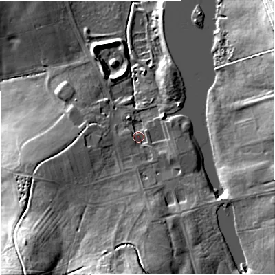 Shaded relief map of the ground around BA127NW, computed from Environment Agency LiDAR. The ground here sits at about 110 m above sea level and falls 32 m across the surrounding 800 m. Surface water reaching this point runs off ground lying to the south, 15.5 m higher.