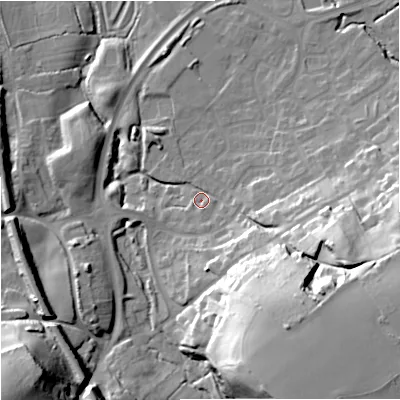 Shaded relief map of the ground around BA133SJ, computed from Environment Agency LiDAR. The ground here sits at about 71 m above sea level and falls 44 m across the surrounding 800 m. Surface water reaching this point runs off ground lying to the south-east, 32.0 m higher.