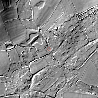 Shaded relief map of the ground around BA146RL, computed from Environment Agency LiDAR. The ground here sits at about 37 m above sea level and falls 19 m across the surrounding 800 m. Surface water reaching this point runs off ground lying to the north-west, 15.9 m higher.
