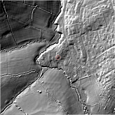 Shaded relief map of the ground around BA149HH, computed from Environment Agency LiDAR. The ground here sits at about 40 m above sea level and falls 20 m across the surrounding 800 m. Surface water reaching this point runs off ground lying to the north-north-east, 1.5 m higher.