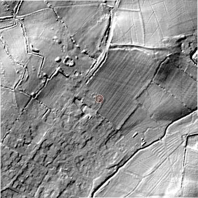 Shaded relief map of the ground around BA149QB, computed from Environment Agency LiDAR. The ground here sits at about 47 m above sea level and falls 11 m across the surrounding 800 m. Surface water reaching this point runs off ground lying to the north-west, 1.7 m higher.