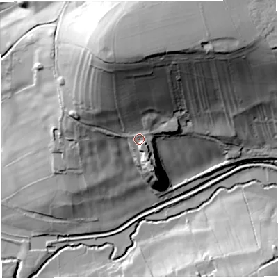 Shaded relief map of the ground around BA20EY, computed from Environment Agency LiDAR. The ground here sits at about 98 m above sea level and falls 71 m across the surrounding 800 m. Surface water reaching this point runs off ground lying to the north-north-west, 43.5 m higher.