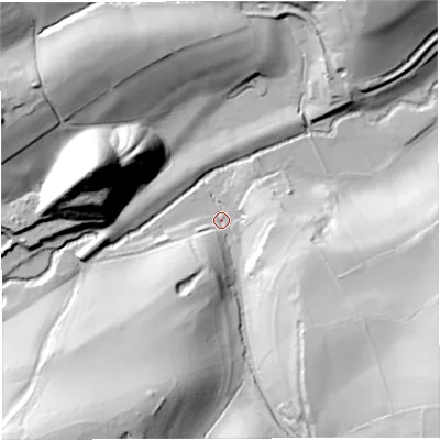Shaded relief map of the ground around BA20PF, computed from Environment Agency LiDAR. The ground here sits at about 65 m above sea level and falls 66 m across the surrounding 800 m. Surface water reaching this point runs off ground lying to the south-south-west, 40.9 m higher.