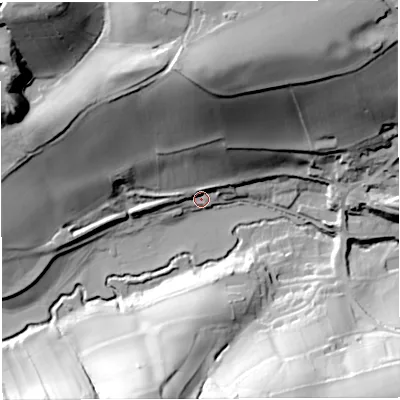 Shaded relief map of the ground around BA20QE, computed from Environment Agency LiDAR. The ground here sits at about 69 m above sea level and falls 61 m across the surrounding 800 m. Surface water reaching this point runs off ground lying to the north-north-east, 61.3 m higher.