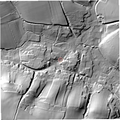 Shaded relief map of the ground around BA229AH, computed from Environment Agency LiDAR. The ground here sits at about 71 m above sea level and falls 62 m across the surrounding 800 m. Surface water reaching this point runs off ground lying to the south-west, 59.0 m higher.