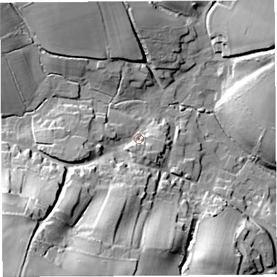 Shaded relief map of the ground around BA229AN, computed from Environment Agency LiDAR. The ground here sits at about 71 m above sea level and falls 62 m across the surrounding 800 m. Surface water reaching this point runs off ground lying to the south-west, 58.8 m higher.