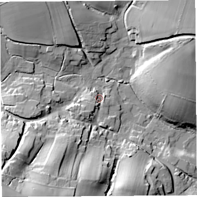 Shaded relief map of the ground around BA229BJ, computed from Environment Agency LiDAR. The ground here sits at about 71 m above sea level and falls 61 m across the surrounding 800 m. Surface water reaching this point runs off ground lying to the south-south-west, 5.8 m higher.