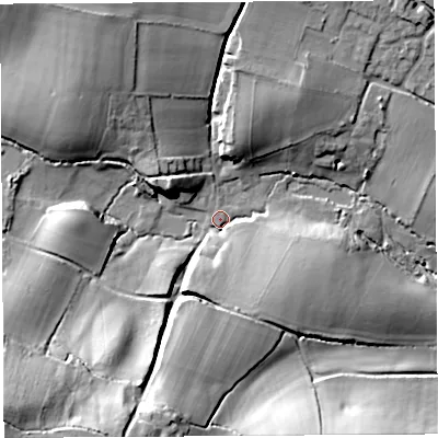 Shaded relief map of the ground around BA229NQ, computed from Environment Agency LiDAR. The ground here sits at about 61 m above sea level and falls 39 m across the surrounding 800 m. Surface water reaching this point runs off ground lying to the south-west, 34.9 m higher.