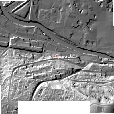 Shaded relief map of the ground around BA23BJ, computed from Environment Agency LiDAR. The ground here sits at about 23 m above sea level and falls 111 m across the surrounding 800 m. Surface water reaching this point runs off ground lying to the south-south-west, 44.6 m higher.