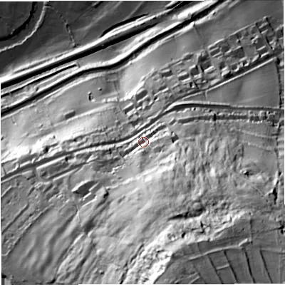 Shaded relief map of the ground around BA26RN, computed from Environment Agency LiDAR. The ground here sits at about 84 m above sea level and falls 159 m across the surrounding 800 m. Surface water reaching this point runs off ground lying to the south-south-east, 76.8 m higher.
