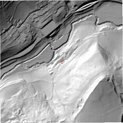 Shaded relief map of the ground around BA27JA, computed from Environment Agency LiDAR. The ground here sits at about 36 m above sea level and falls 114 m across the surrounding 800 m. Surface water reaching this point runs off ground lying to the south-east, 99.6 m higher.
