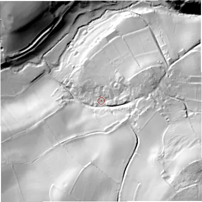 Shaded relief map of the ground around BA28AP, computed from Environment Agency LiDAR. The ground here sits at about 86 m above sea level and falls 101 m across the surrounding 800 m. Surface water reaching this point runs off ground lying to the south-east, 73.5 m higher.