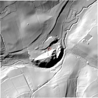 Shaded relief map of the ground around BA28AU, computed from Environment Agency LiDAR. The ground here sits at about 65 m above sea level and falls 69 m across the surrounding 800 m. Surface water reaching this point runs off ground lying to the north-west, 35.3 m higher.