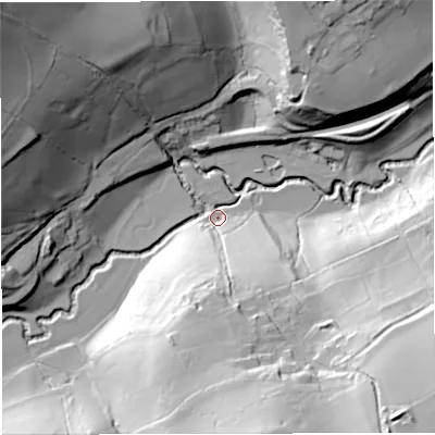 Shaded relief map of the ground around BA28NG, computed from Environment Agency LiDAR. The ground here sits at about 61 m above sea level and falls 64 m across the surrounding 800 m. Surface water reaching this point runs off ground lying to the north-west, 60.4 m higher.