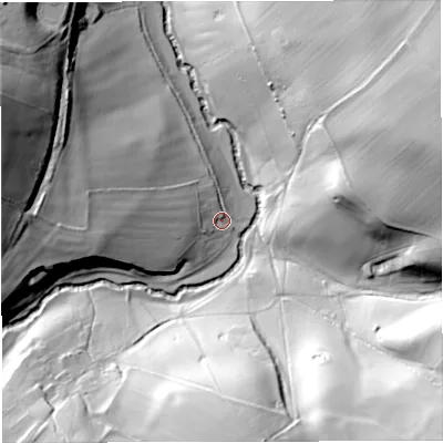 Shaded relief map of the ground around BA28NR, computed from Environment Agency LiDAR. The ground here sits at about 53 m above sea level and falls 61 m across the surrounding 800 m. Surface water reaching this point runs off ground lying to the west, 18.0 m higher.